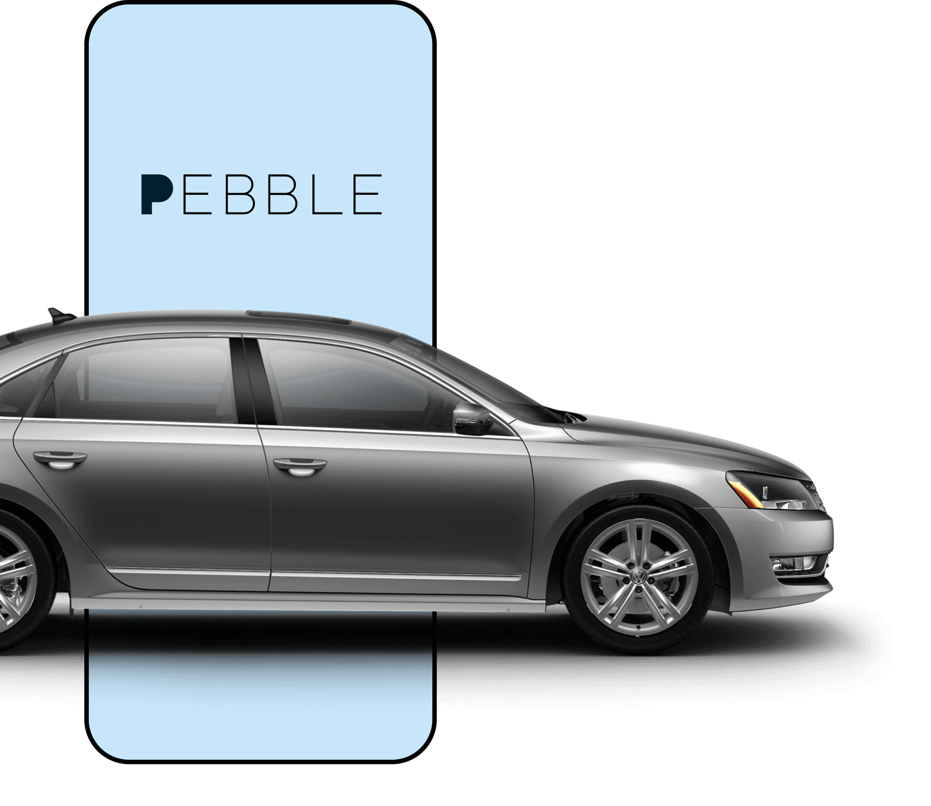 Pebble App and Car Illustration